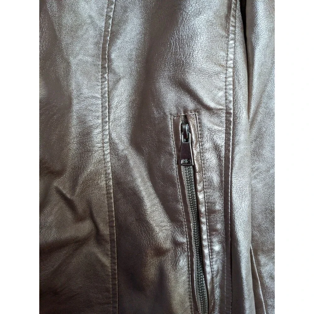 Baccini Pink Faux Leather Snap Closure Biker Moto Zip Up Jacket Size XL - Picture 5 of 8